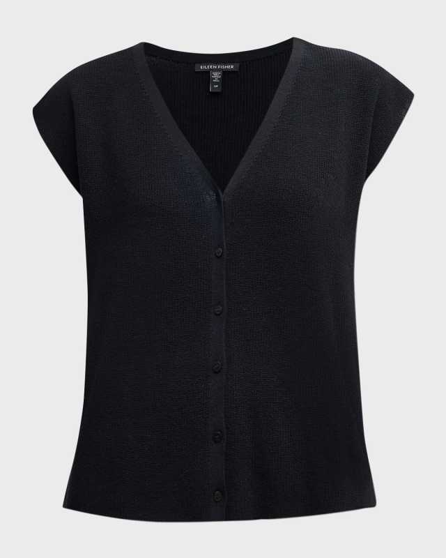 V-Neck Cap-Sleeve Crepe Vest